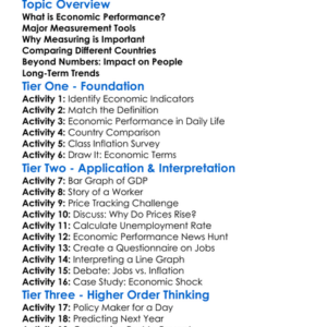 Measuring Economic Performance Worksheet Activity Booklet