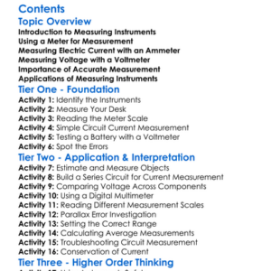 Measuring Instruments Meter Ammeter Voltmeter Worksheet Activity Booklet