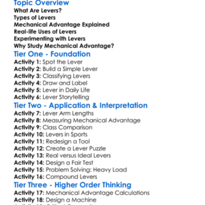 Mechanical Advantage And Levers Worksheet Activity Booklet