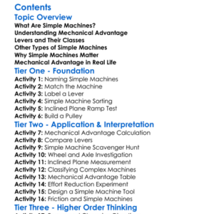 Mechanical Advantage And Simple Machines Worksheet Activity Booklet