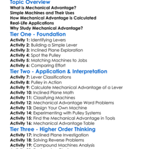 Mechanical Advantage Worksheet Activity Booklet