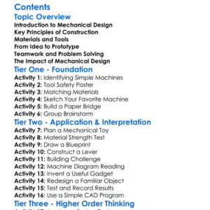 Mechanical Design And Construction Worksheet Activity Booklet