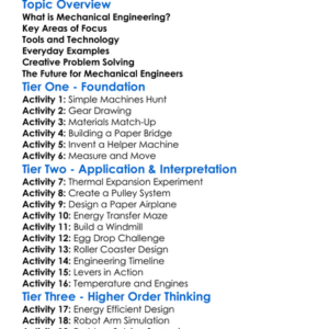 Mechanical Engineering Introduction Worksheet Activity Booklet