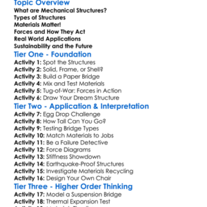Mechanical Structures And Materials Worksheet Activity Booklet