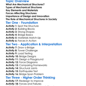 Mechanical Structures Worksheet Activity Booklet