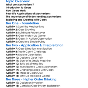 Mechanisms And Gears Worksheet Activity Booklet