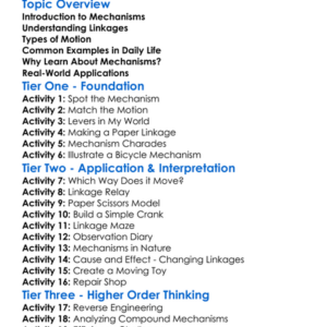 Mechanisms And Linkages Worksheet Activity Booklet