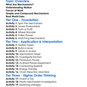 Mechanisms And Motion Worksheet Activity Booklet