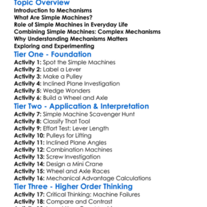 Mechanisms And Simple Machines Worksheet Activity Booklet