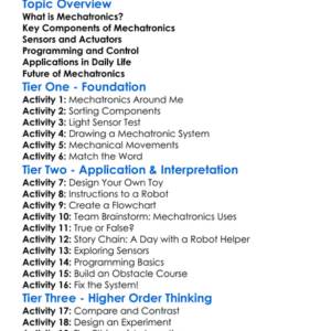 Mechatronics Fundamentals Worksheet Activity Booklet