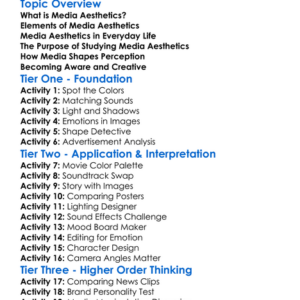 Media Aesthetics Worksheet Activity Booklet
