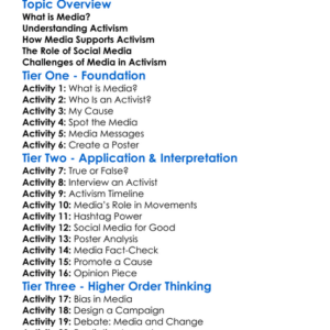 Media And Activism Worksheet Activity Booklet
