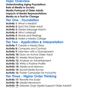 Media And Aging Populations Worksheet Activity Booklet