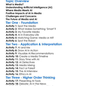 Media And Artificial Intelligence Worksheet Activity Booklet