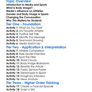 Media And Body Image In Sports Worksheet Activity Booklet
