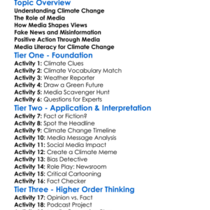 Media And Climate Change Worksheet Activity Booklet