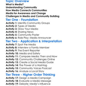 Media And Community Building Worksheet Activity Booklet