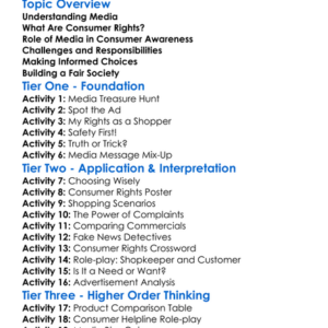 Media And Consumer Rights Worksheet Activity Booklet