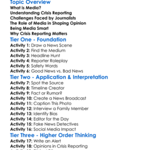 Media And Crisis Reporting Worksheet Activity Booklet