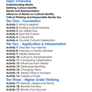 Media And Cultural Identity Worksheet Activity Booklet