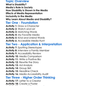 Media And Disability Worksheet Activity Booklet