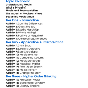 Media And Diversity Worksheet Activity Booklet