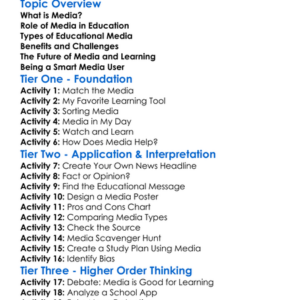 Media And Education Worksheet Activity Booklet
