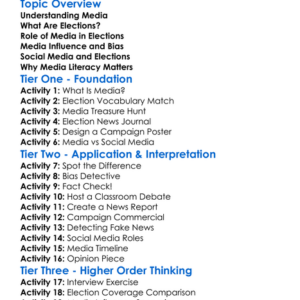 Media And Elections Worksheet Activity Booklet