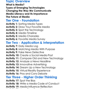 Media And Emerging Technologies Worksheet Activity Booklet