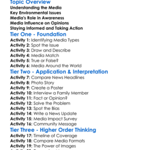 Media And Environmental Issues Worksheet Activity Booklet
