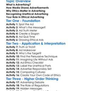 Media And Ethics In Advertising Worksheet Activity Booklet