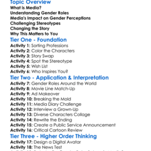 Media And Gender Roles Worksheet Activity Booklet