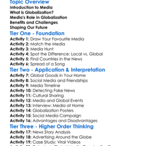 Media And Globalization Worksheet Activity Booklet
