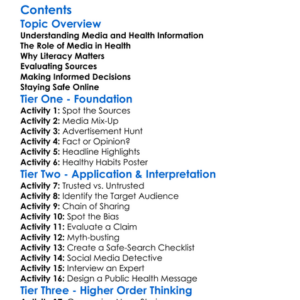 Media And Health Information Literacy Worksheet Activity Booklet