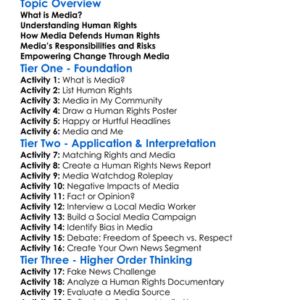 Media And Human Rights Worksheet Activity Booklet