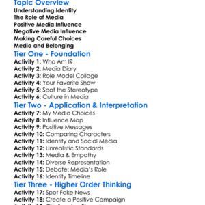 Media And Identity Formation Worksheet Activity Booklet