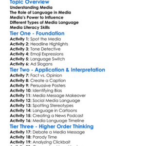 Media And Language Worksheet Activity Booklet