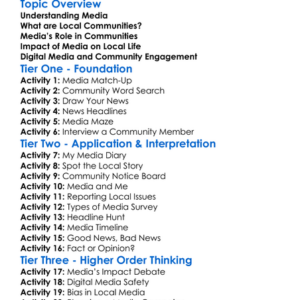Media And Local Communities Worksheet Activity Booklet