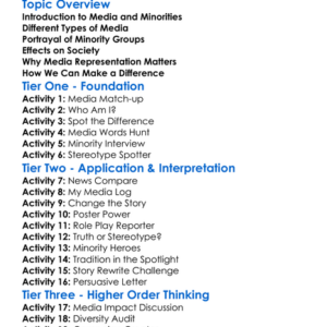 Media And Minority Groups Worksheet Activity Booklet