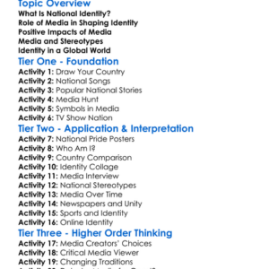 Media And National Identity Worksheet Activity Booklet