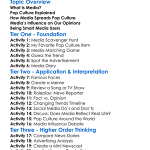Media And Popular Culture Worksheet Activity Booklet