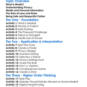 Media And Privacy Worksheet Activity Booklet
