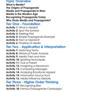 Media And Propaganda History Worksheet Activity Booklet