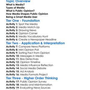 Media And Public Opinion Worksheet Activity Booklet