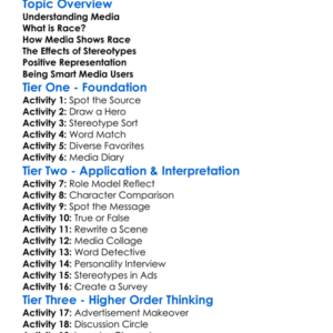 Media And Race Worksheet Activity Booklet