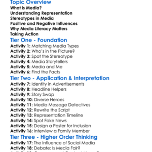 Media And Representation Worksheet Activity Booklet