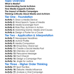 Media And Social Activism Worksheet Activity Booklet
