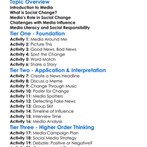 Media And Social Change Worksheet Activity Booklet