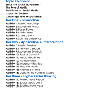 Media And Social Movements Worksheet Activity Booklet
