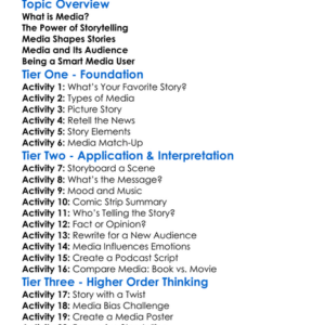 Media And Storytelling Worksheet Activity Booklet